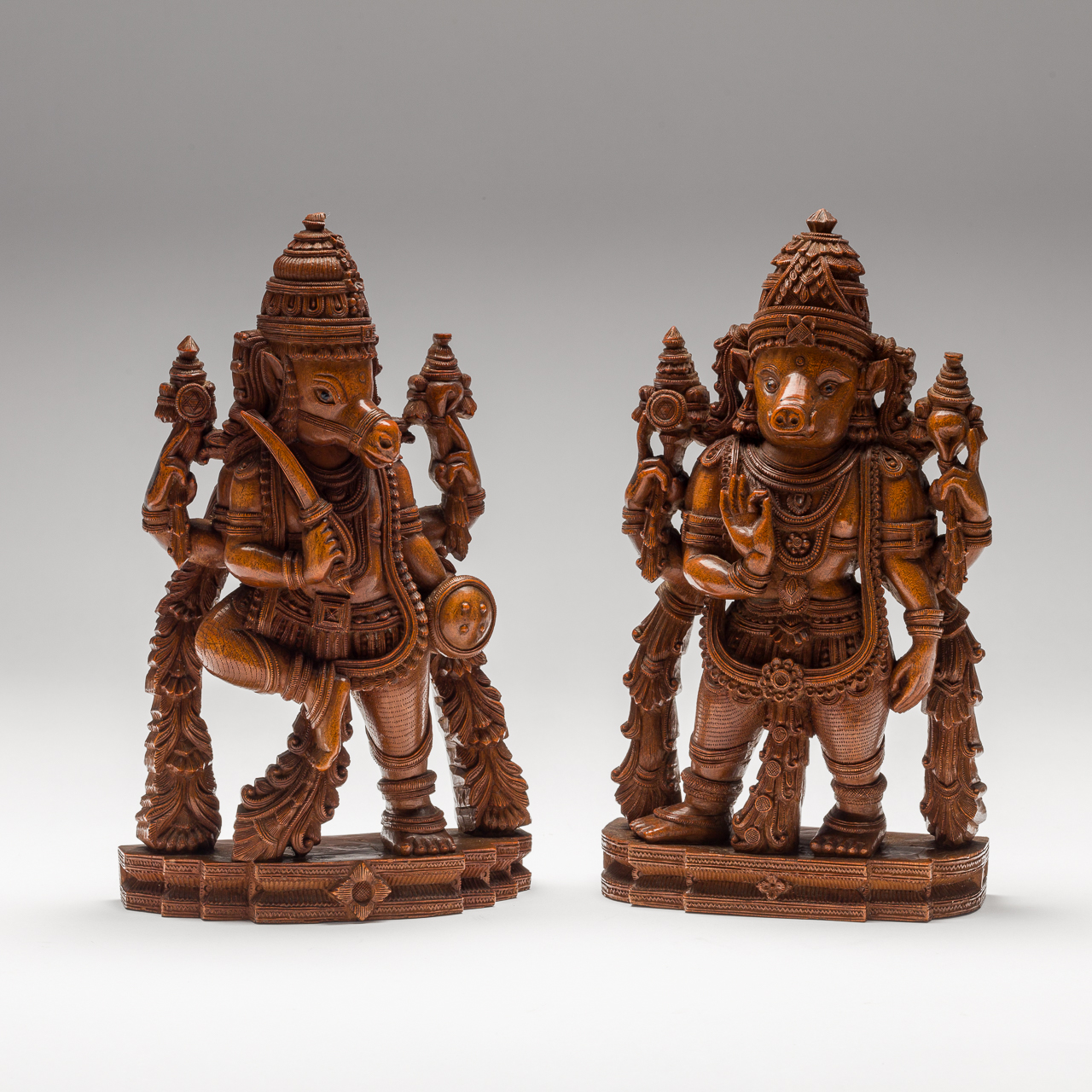 Pair of Carvings of Incarnations of Vishnu